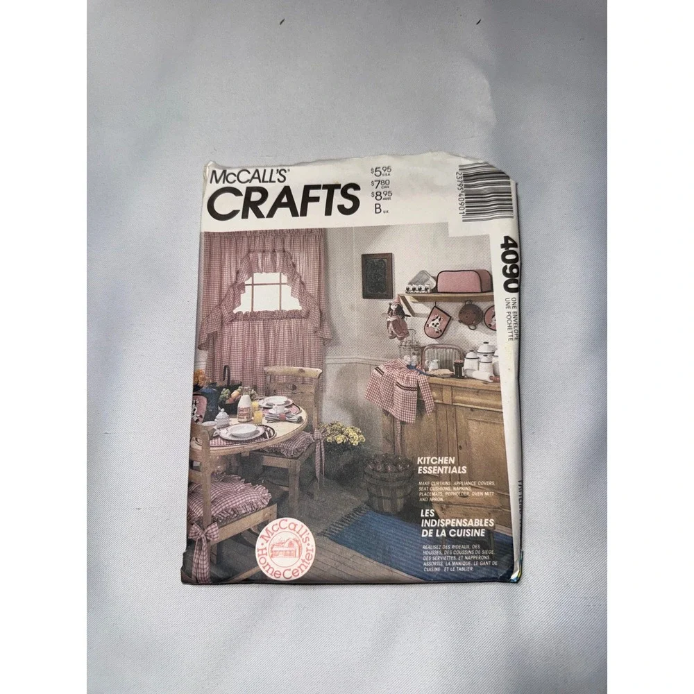McCalls Crafts 4090 Kitchen Essentials Sewing Pattern Curtains Apron Uncut Vtg